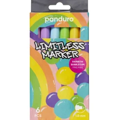 Limitless Marker S Rainbow Bubblegum, sett med 6 akrylpenner – tynn spiss Ø1 mm