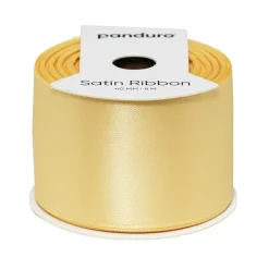 Lysegult satengbånd – 40 mm bredt og 8 meter langt