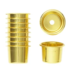 Lyshylser, messingfarget. Ø23 mm, H 20 mm (antikklys), fremstilt i aluminium