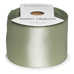Lyst kakifarget satengbånd – 40 mm bredt og 8 meter langt
