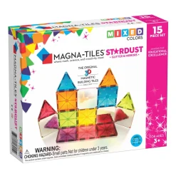 Magna-tiles Stardust 15 stk. – transparente magnetdeler med klare farger, glitter og speil
