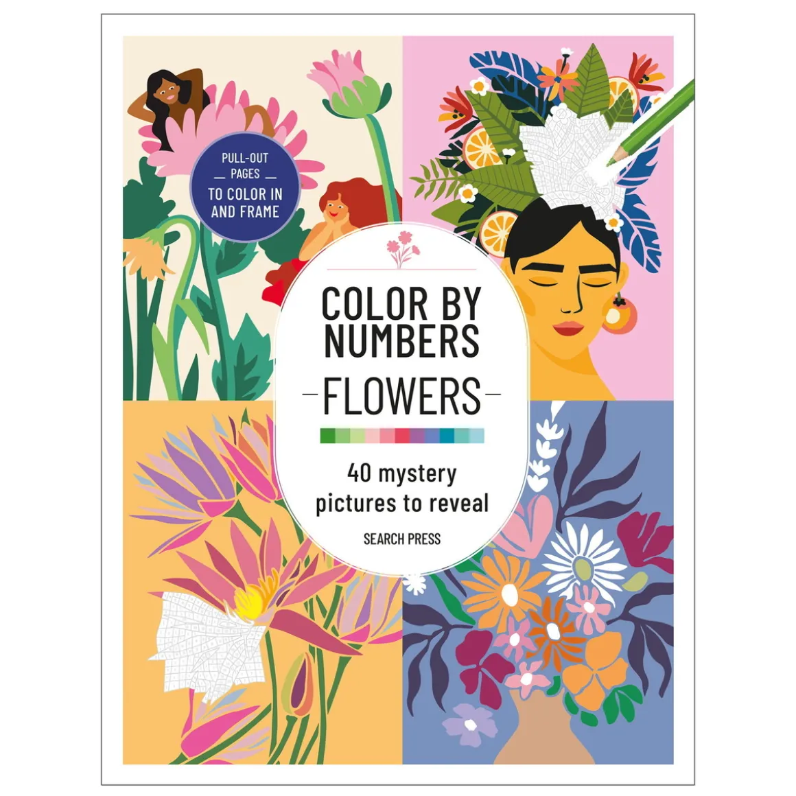 Malebok Color by Numbers Flowers and Bouquets, 40 motiver, 21,6×28 cm