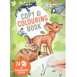 Malebok Copy & Colouring Book – tegn og kalker dyr + 24 transparente ark