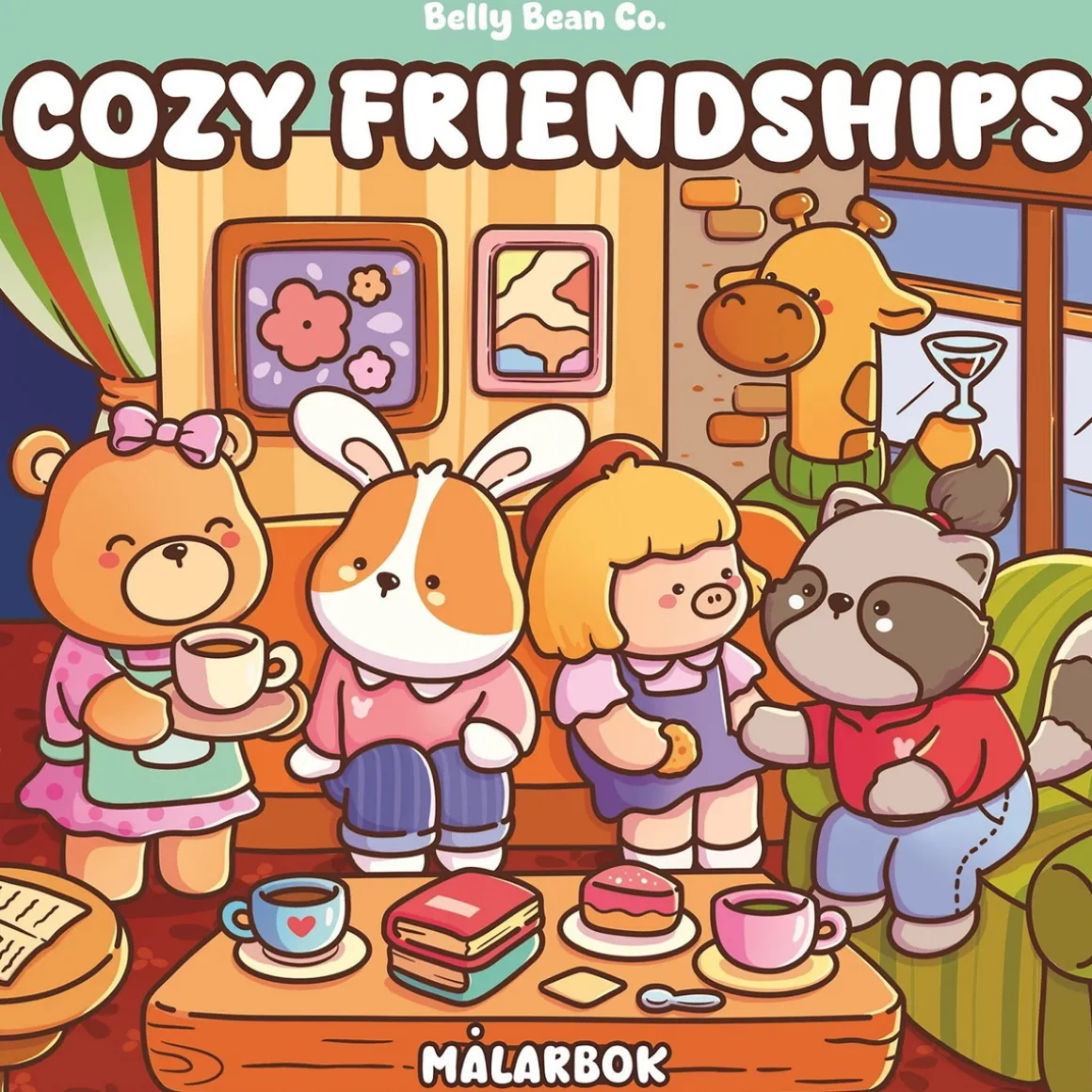 Malebok Cozy Friendships by Belly Bean – fargelegg 32 kjempesøte motiver! 21,5×21,5 cm