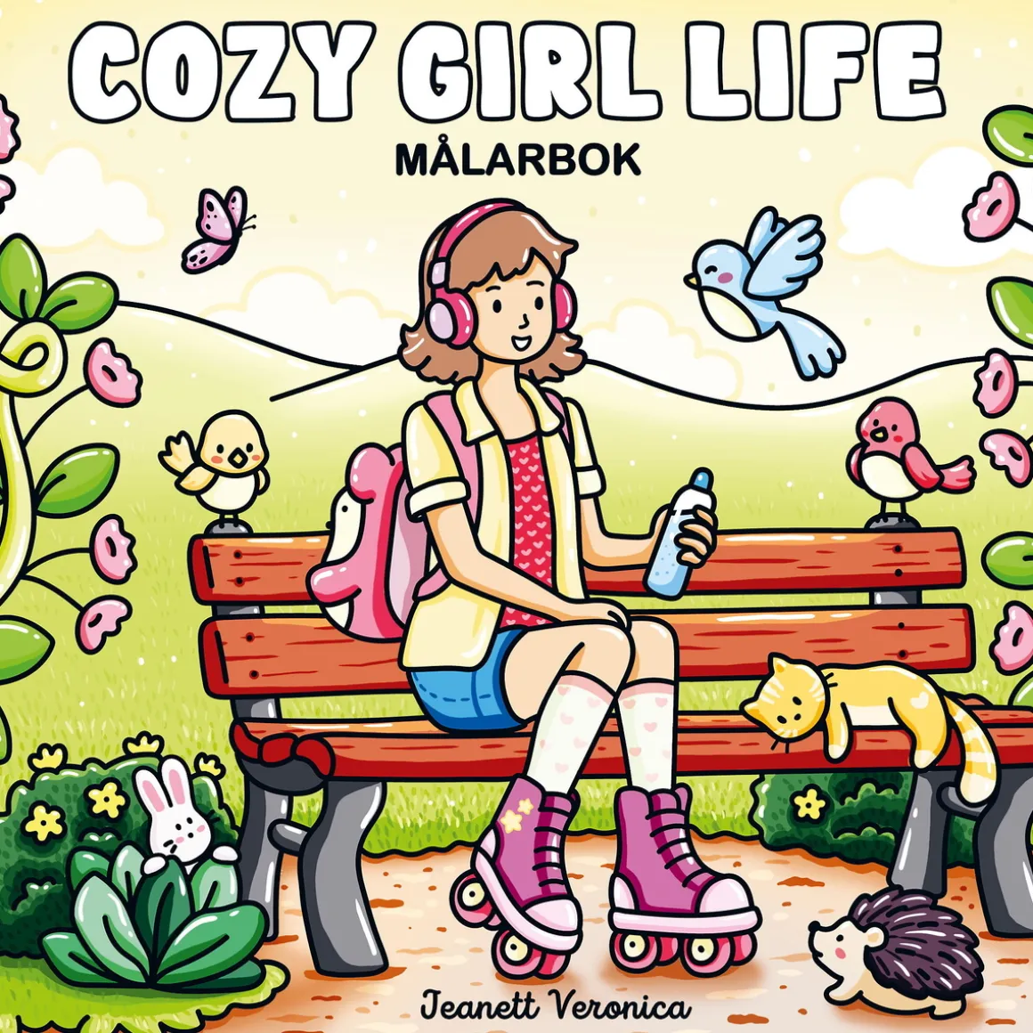 Malebok Cozy Girl Life, en koselig malebok med 40 avslappende motiver, 25×25 cm