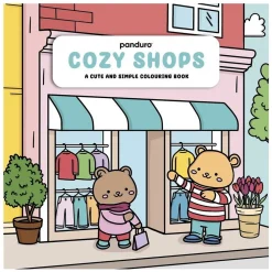 Malebok Cozy Shops, rolige og søte motiver fra butikker, 30 motiver, 20×20 cm