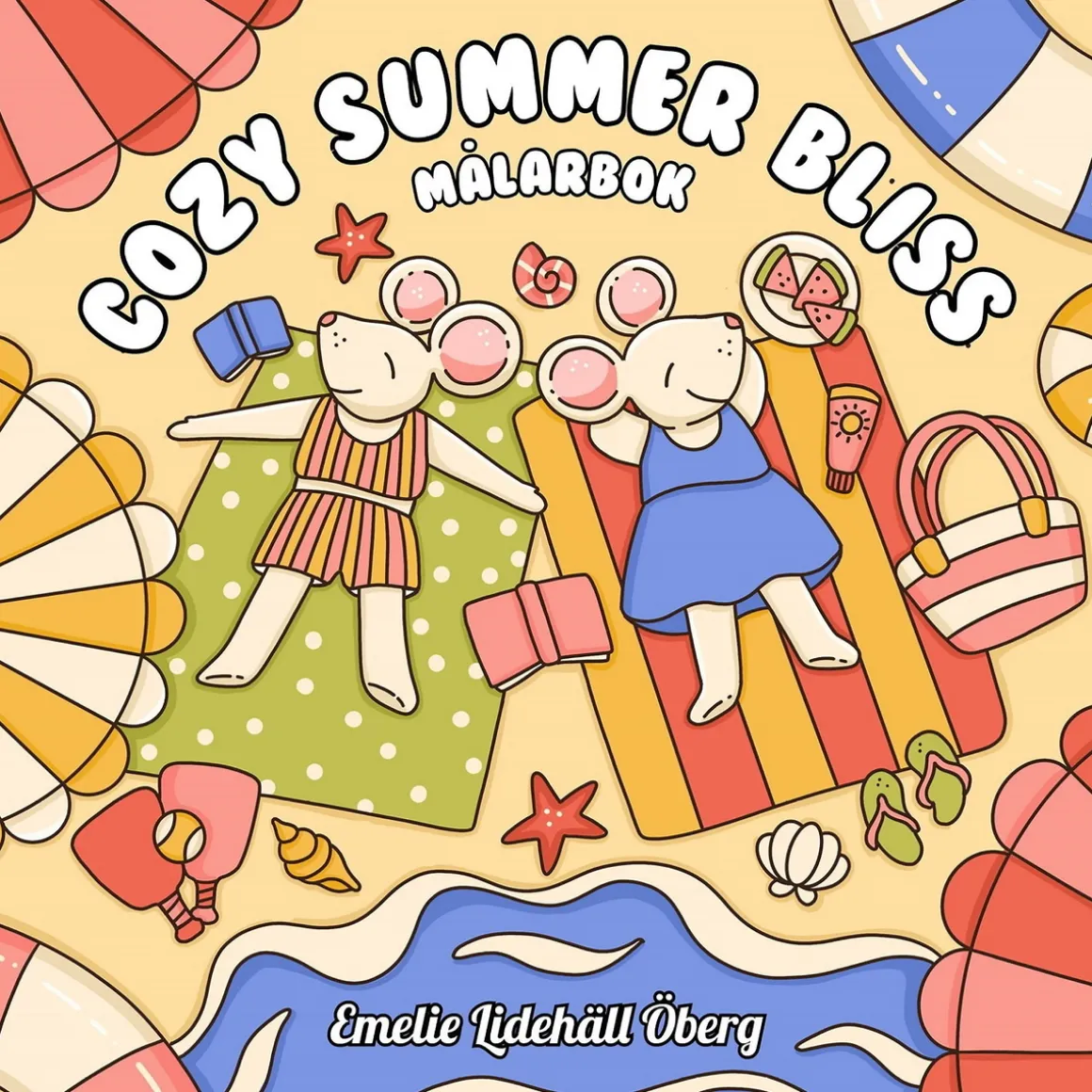 Malebok Cozy Summer Bliss – fargelegg 40 sommerlige motiver! 25×25 cm
