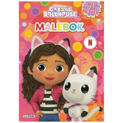 Malebok Gabby's Dollhouse med klistremerker, 24 sider, 21×29,7 cm