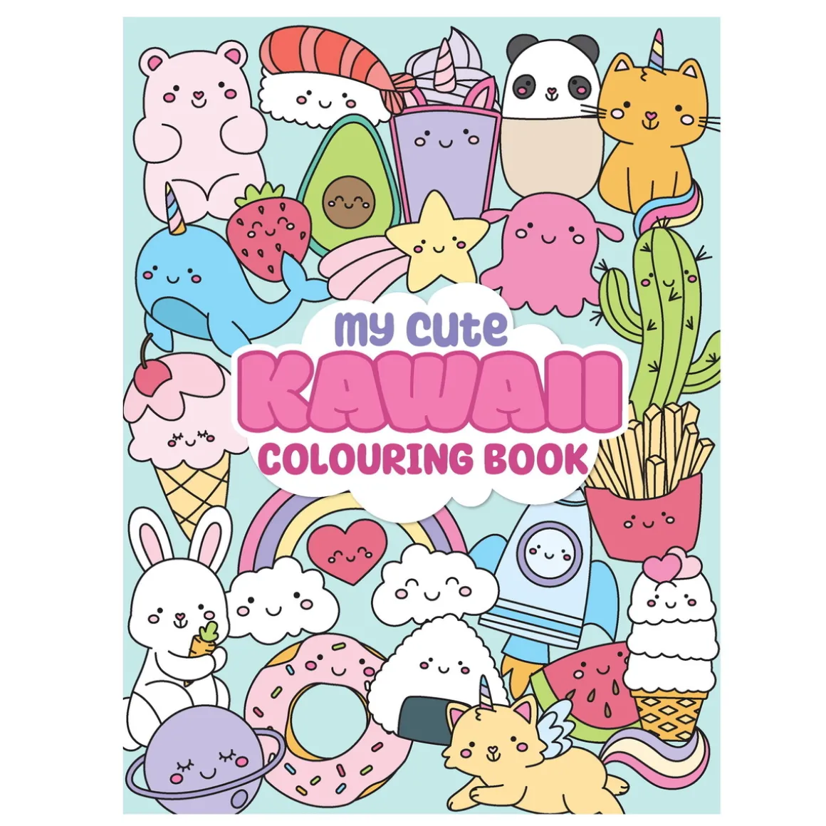 Malebok Kawaii, 21×28 cm, 48 sider med kjempesøte motiver!