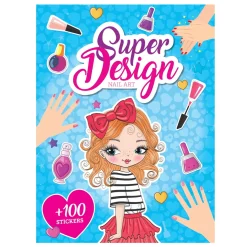Malebok Super Design – 21×28 cm, 24 motiver med negler, hender og ansikter + 2 sider med klistremerker