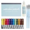 Mal flotte postkort med akvarellmaling! Akvarellblokk, 12×8 ml maling + 2 pensler