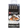 Manga Pigma sett Sort 6 stk