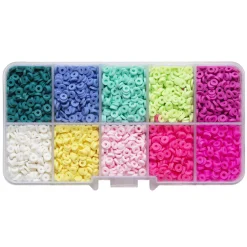 Mini heishi beads mix – 5000 (Ø4 mm) små heishi-perler i pastellfarger