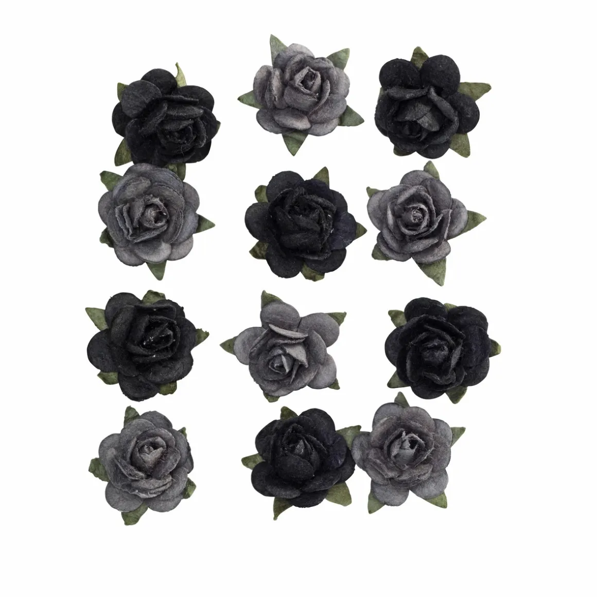 Miniroser papir Black 12 stk