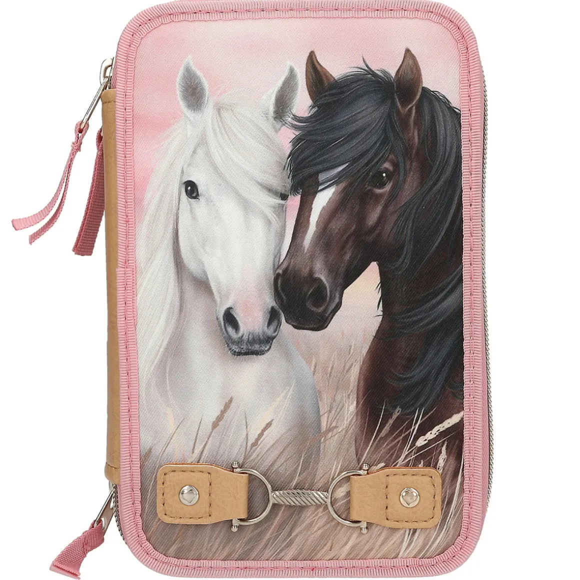 Miss Melody trippelpennal Dusty Rose med massevis av penner m.m. 13×20×7,5 cm