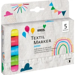 Mucki Junior tekstilpenner, markers, 5-pakning