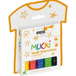 Mucki tekstilpenner stjerner, 5-pakning