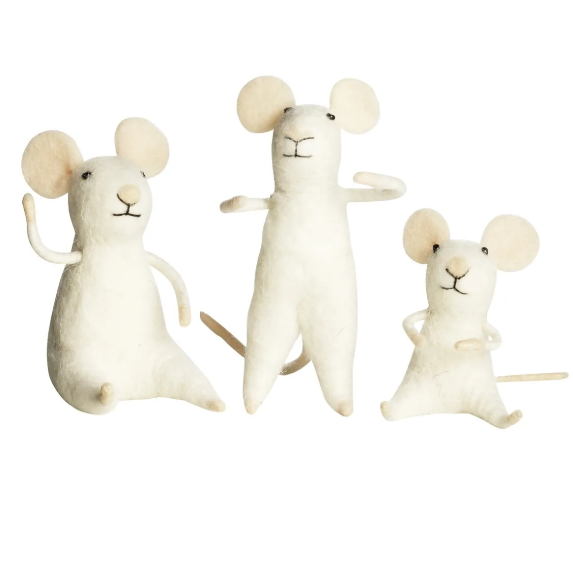 Musefamilie hvit H 6,5-10 cm 3