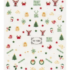 Negleklistremerker jul og julemotiv samt tekst. 1 ark nail stickers på 8,5×10 cm