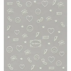 Negleklistremerker selvlysende, glow in the dark. 1 ark nail stickers på 8,5×10 cm