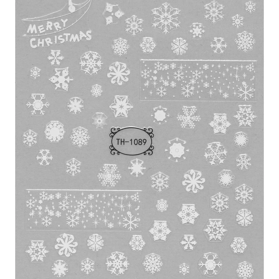 Negleklistremerker snøfnugg + 3 store motiver, fint til jul! 1 ark nail stickers på 8,5×10 cm