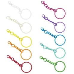 Nøkkelringer kjede farge 10-pk