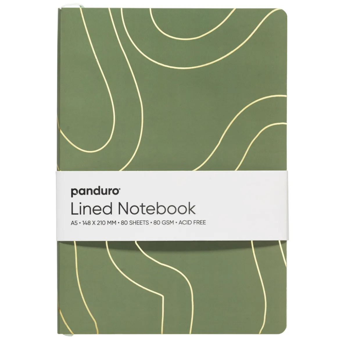 Notatbok A5 (148×210 mm), 80 linjerte ark, 80 g/m²