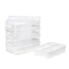 Oppbevaringsbokser, 4 stk. påbyggingsbare. 27×17,5×24 cm, 2 med innerrom, 1 med lokk