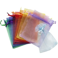 Organzaposer gaveposer av organza 10-pakning, transparent fargemiks 9×11,5 cm