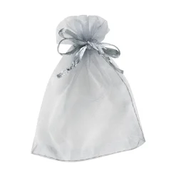 Organzaposer gaveposer av organza 10-pakning, transparent sølv 9×11,5 cm