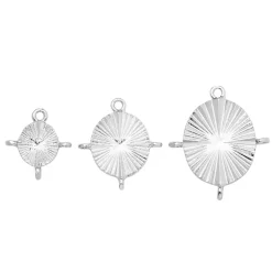Ovale anheng / charms med ringer. 3 stk. sølvfargede, 15×17 / 20×22 / 23×27 mm