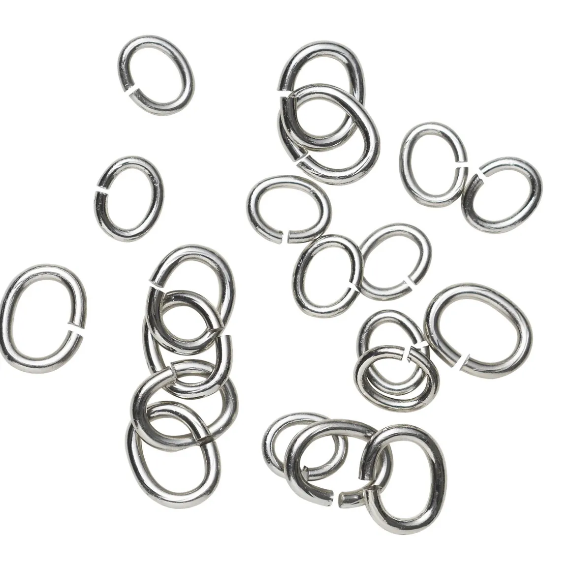 Ovale motringer miks 20-pakning sølvfarge – 3×4 mm og 5×6 mm, 10 av hver