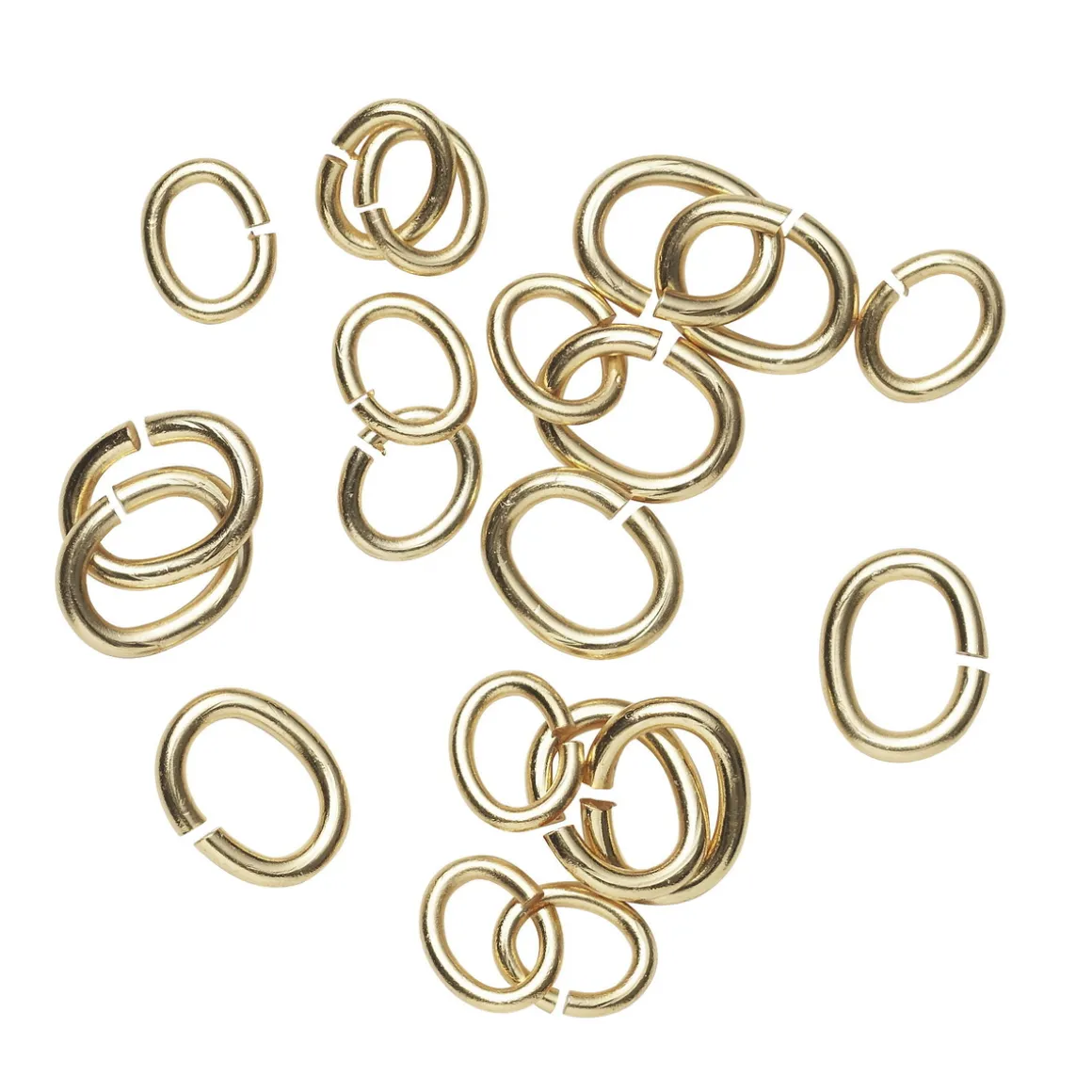 Ovale motringer miks 20-pakning gullfarge – 3×4 mm og 5×6 mm, 10 av hver