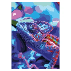 Paint by Number / mal etter tall – øgle, 25×35 cm + 18 farger og 3 pensler