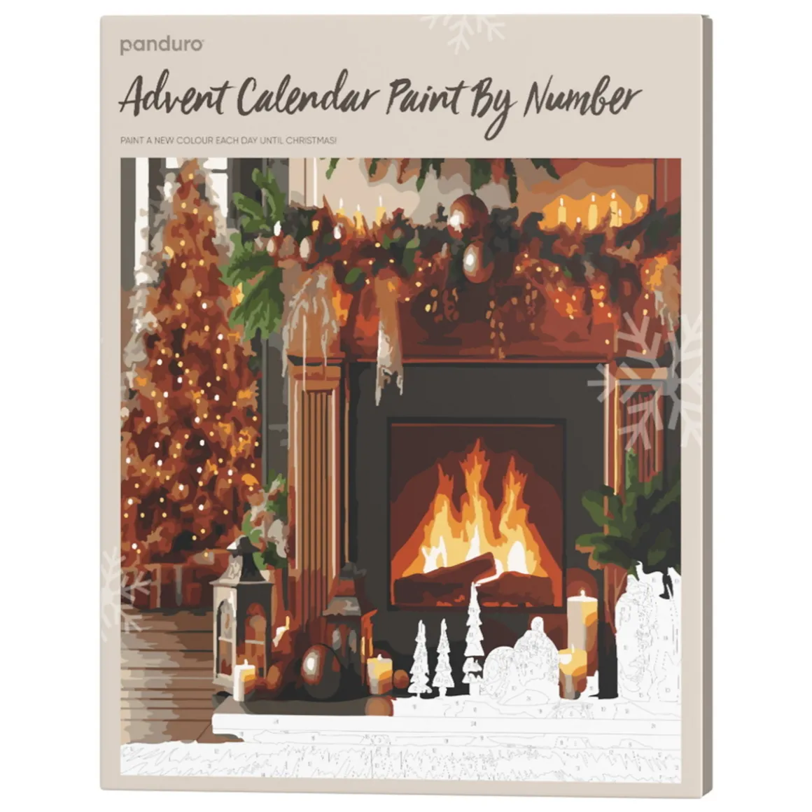 Paint by number / mal etter tall, adventskalender, 28×35 cm + 24 farger og 3 pensler