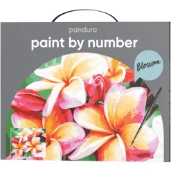 Paint by number / mal etter tall – blomster, 28×35,5 cm + 20 farger og 3 pensler