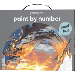 Paint by number / mal etter tall – bølge i solnedgang, 28×35,5 cm + 19 farger og 3 pensler