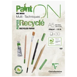 Paint ON Mix Media Multi Techniques Recyclé – kraftig A5-blokk / 30 ark fremstilt av resirkulert papir