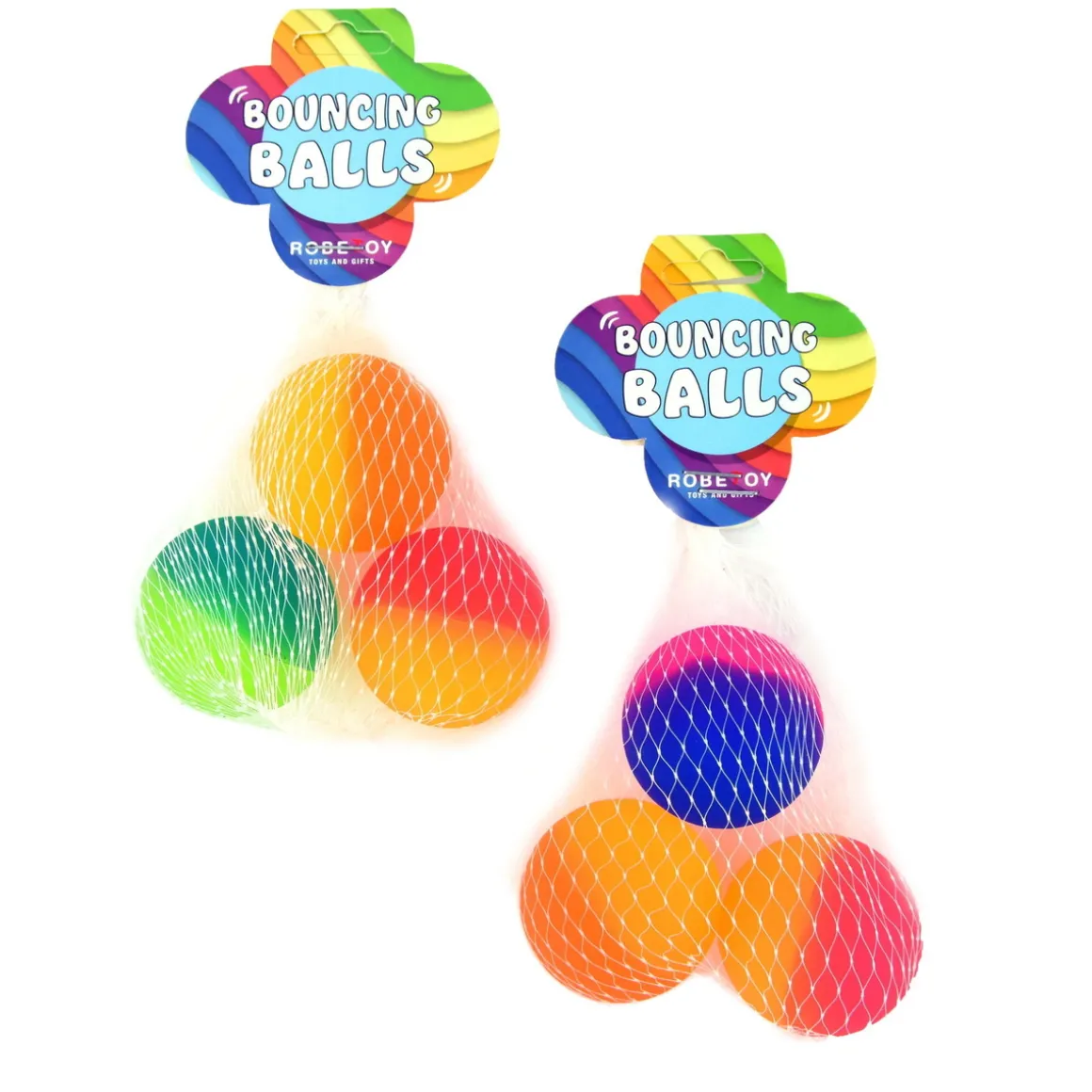 3-pakning flerfargede sprettballer Ø4,5 cm