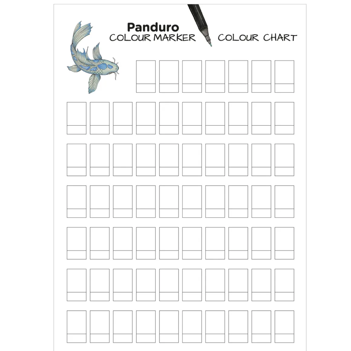 Panduro Colour Marker A4 (210×297 mm) – tomt fargekart for å teste tusjer