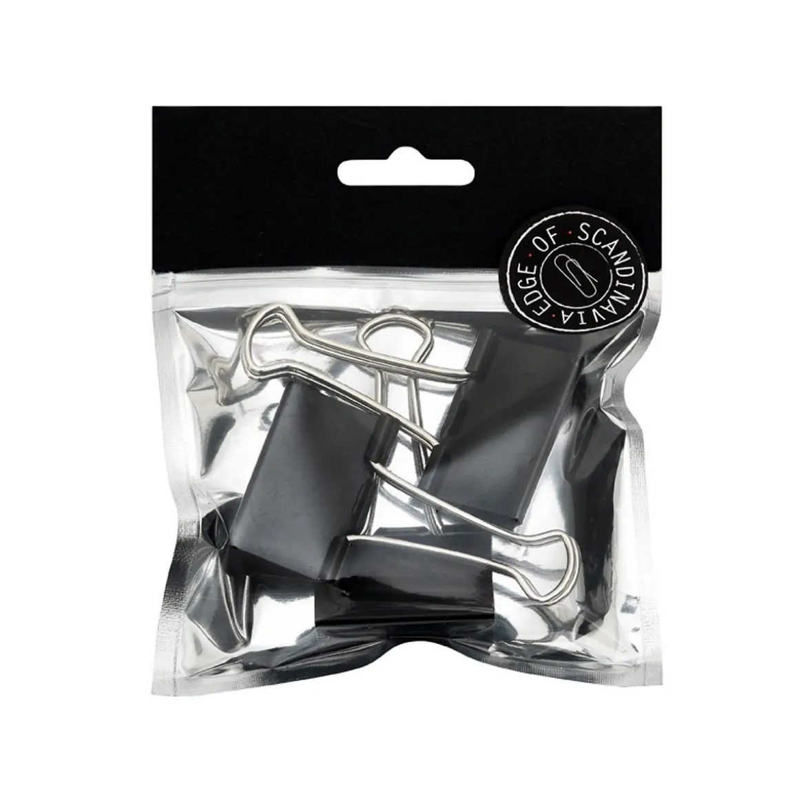 Papirklemme svart 41 mm 3 stk.