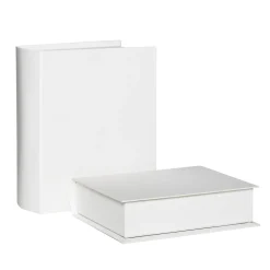Pappesker, pappkartonger i form av 2 innbundne bøker – 16×19×6,5 og 13,5×17,5×4,5 cm