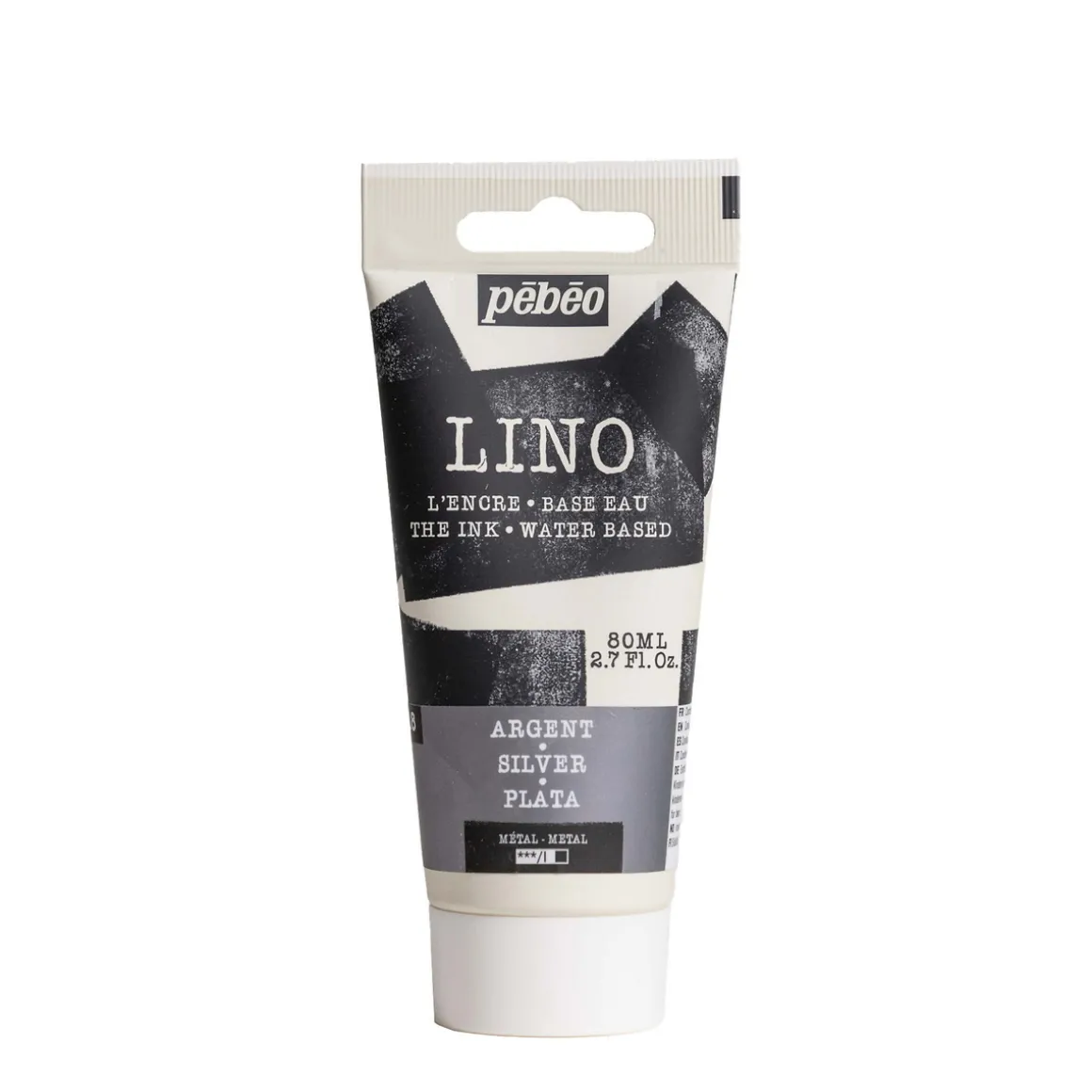 Pebeo Lino Ink 80 ml, vannbasert linoleumsfarge – Silver
