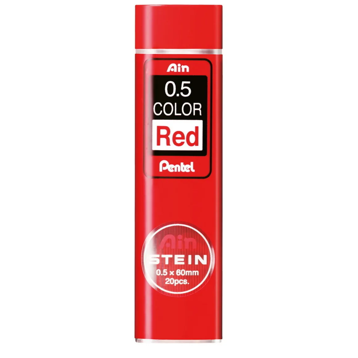 Pentel røde blyantstifter refill – 0,5 mm. Inneholder 20 stifter.