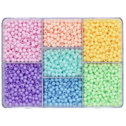 Perlemiks med 2850 runde perler i pastellfarger, Ø4 mm