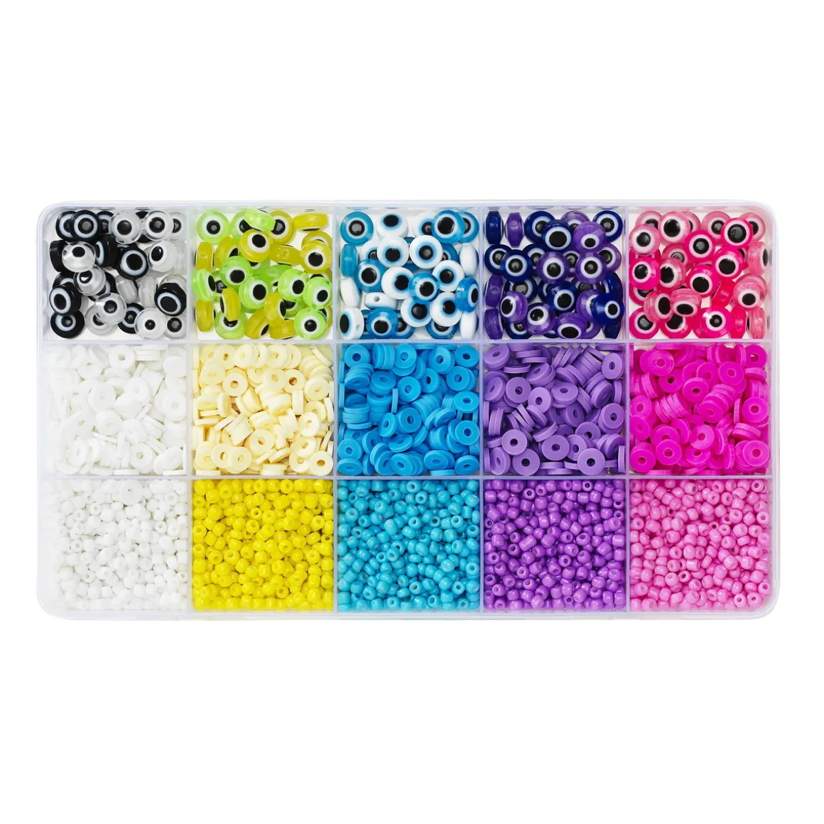 Perlemiks med øyeperler, Heishiperler og Rocaillesperler