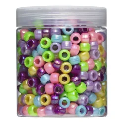 540 perlemorskimrende pony beads Ø9 mm, runde fine perler med store hull