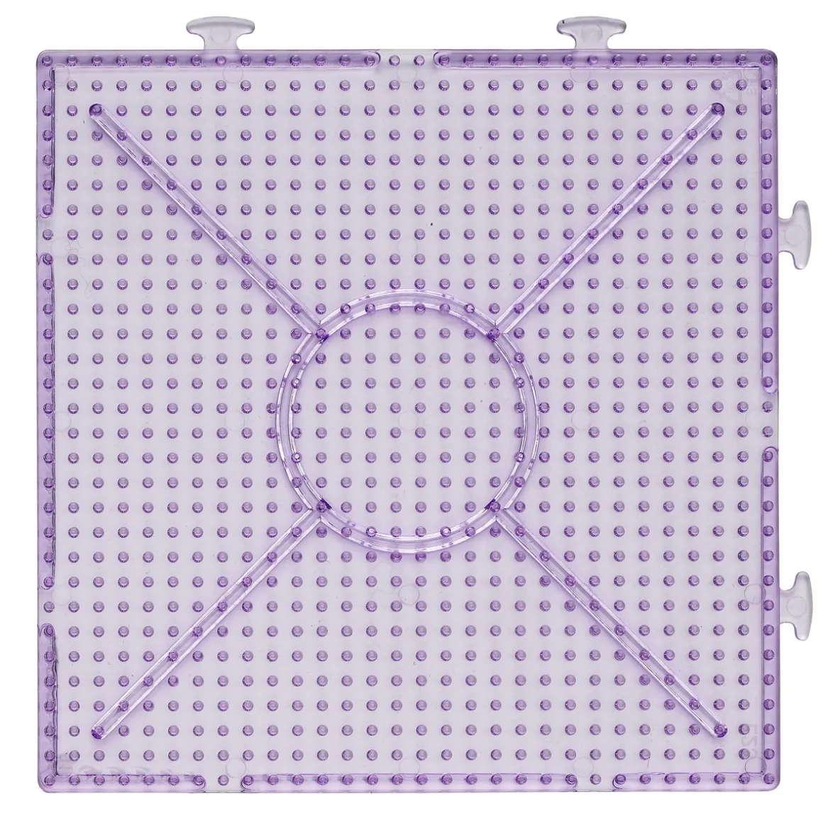 Perleplate for perler og rørperler i størrelsen Ø5 mm – transparent lilla, 15×15 cm
