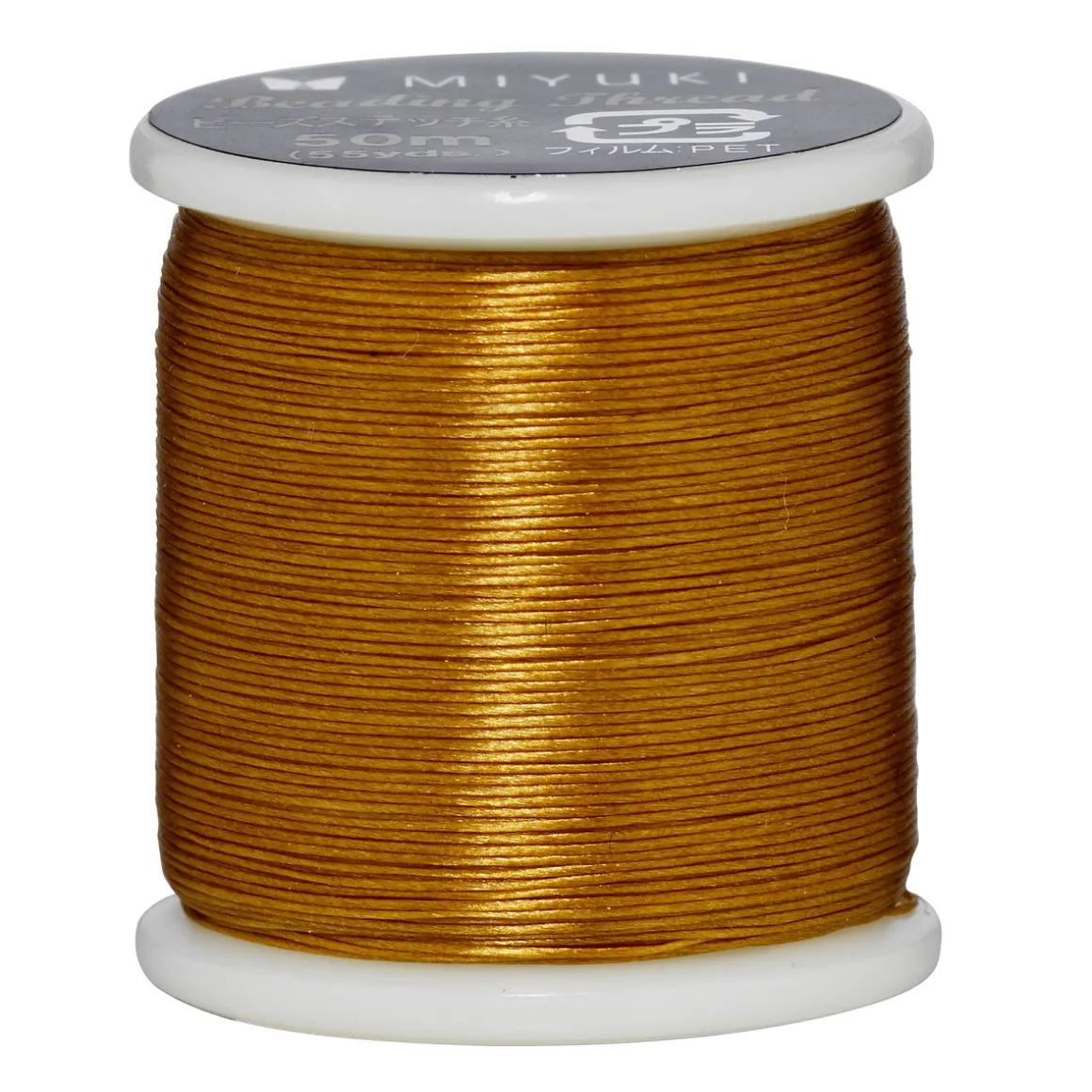 Perletråd Miyuki 50 meter – gull – 0,2 mm i diameter, fremstilt i 100 % nylon