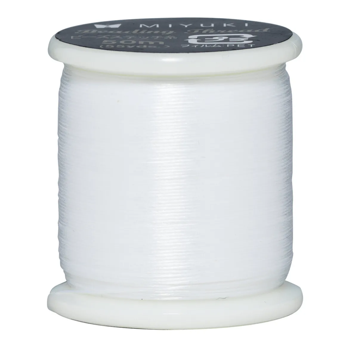 Perletråd Miyuki 50 meter – hvit – 0,2 mm i diameter, fremstilt i 100 % nylon